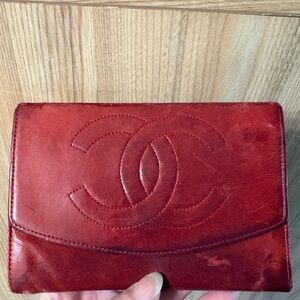 Auth  CHANEL CC leather Bifold Compact Wallet Used Fair